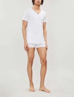 HANRO Cotton Superior Cotton-blend T-shirt 9 HANRO Cotton Superior Cotton-blend T-shirt -Baker Klein Shop 102 1000262 3089 WHITE ALT01