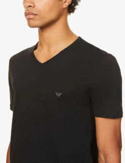 Emporio Armani Pack Of Two V-neck Cotton-jersey T-shirts -Baker Klein Shop 102 3002168 CC72211164807320 BLACK ALT04