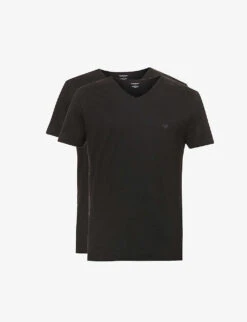 Emporio Armani Pack Of Two V-neck Cotton-jersey T-shirts