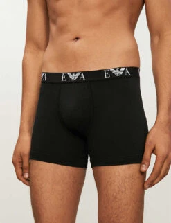 Emporio Armani Pack Of Two Logo-detail Regular-fit Stretch-cotton Boxers -Baker Klein Shop 102 3004825 CC71511128407320 BLACK ALT02