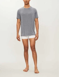 Basel Crewneck Stretch-modal T-shirt -Baker Klein Shop 107 89001966 3048MARL001CHA CHARCOAL ALT01