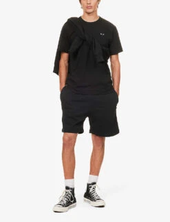 Comme Des Garçons Play Heart-appliqué Cotton-jersey T-shirt -Baker Klein Shop 343 2000022 P1T064A BLACK ALT01