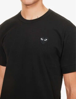 Comme Des Garçons Play Heart-appliqué Cotton-jersey T-shirt -Baker Klein Shop 343 2000022 P1T064A BLACK ALT04