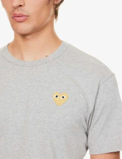 Comme Des Garçons Play Logo-embroidery Cotton-jersey T-shirt 12 Comme Des Garçons Play Logo-embroidery Cotton-jersey T-shirt -Baker Klein Shop 343 2000022 P1T2163 GREY ALT04