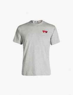 Comme Des Garçons Play Heart-embroidered Cotton-jersey T-shirt