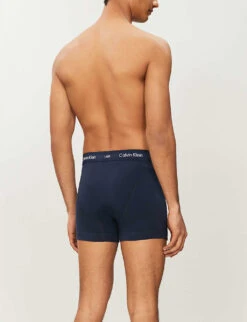 Calvin Klein Pack Of Three Modern Essentials Classic-fit Stretch-cotton Trunks -Baker Klein Shop 431 3003262 U2662G BLUEBLACKCOBALT ALT02