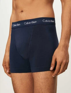 Calvin Klein Pack Of Three Modern Essentials Classic-fit Stretch-cotton Trunks -Baker Klein Shop 431 3003262 U2662G BLUEBLACKCOBALT ALT03