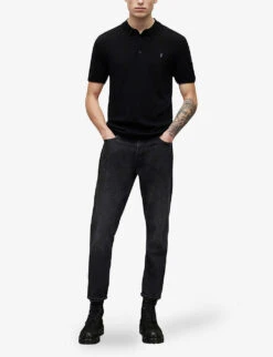 AllSaints Mode Wool Polo Shirt -Baker Klein Shop 948 10136 MK021N BLACK ALT01