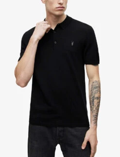 AllSaints Mode Wool Polo Shirt -Baker Klein Shop 948 10136 MK021N BLACK ALT02