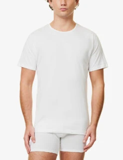 Sunspel Q82 Regular-fit Cotton-jersey T-shirt -Baker Klein Shop R00053573 WHITE ALT01
