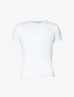 Spanx Sculpt Crewneck Fitted Stretch-cotton T-shirt