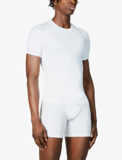 Spanx Ultra-Sculpt Seamless Crewneck Stretch-jersey T-shirt -Baker Klein Shop R03699086 WHITE ALT02