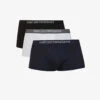Emporio Armani Logo-print Stretch-cotton Trunks Pack Of Three -Baker Klein Shop R03804556 MARINEGRGMELNERO M