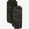 Ted Baker Ballot Ribbed-cuff Contrast-trim Leather Gloves -Baker Klein Shop R03823313 BRNCHOC M