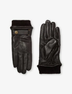 Touch Leather And Wool-blend Touchscreen Gloves
