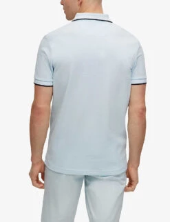 Boss Logo-embroidered Striped-collar Organic-cotton Polo Shirt 10 Boss Logo-embroidered Striped-collar Organic-cotton Polo Shirt -Baker Klein Shop R03868622 OPENBLUE ALT03