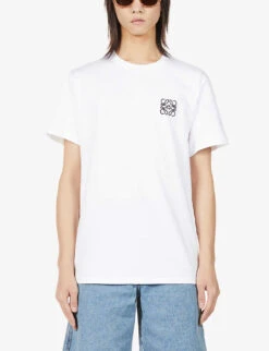 Loewe Anagram-embroidered Relaxed-fit Cotton-jersey T-shirt -Baker Klein Shop R03877118 WHITE ALT02