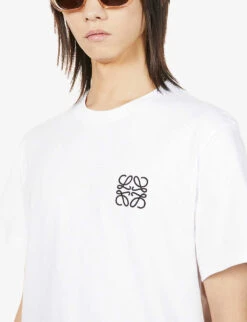 Loewe Anagram-embroidered Relaxed-fit Cotton-jersey T-shirt -Baker Klein Shop R03877118 WHITE ALT04