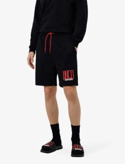 Hugo Logo-print Regular-fit Cotton-jersey Shorts -Baker Klein Shop R03920177 BLACK ALT02