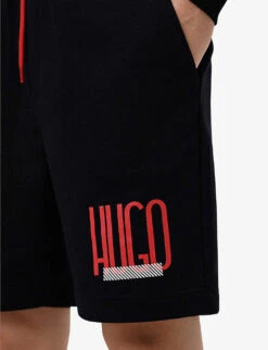 Hugo Logo-print Regular-fit Cotton-jersey Shorts -Baker Klein Shop R03920177 BLACK ALT04