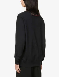 Alexander McQueen Logo-tape Crewneck Cotton Sweatshirt -Baker Klein Shop R03929361 BLACKMIX ALT03
