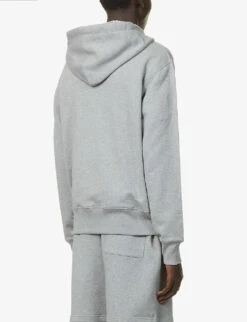 Acne Studios Fairah Face-appliqué Cotton-jersey Hoody -Baker Klein Shop R03941234 LIGHTGREYMELANGE ALT03