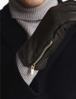 Reiss Iowa Three-point Stitched Leather Gloves -Baker Klein Shop R03950852 CHOCOLATE ALT03