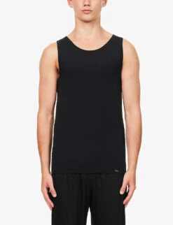 HANRO Fitted Stretch-jersey Vest Top -Baker Klein Shop R03953444 DEEPBLACK ALT02
