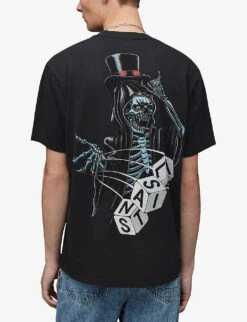 AllSaints Gambler Graphic Logo-print Organic-cotton T-shirt 10 AllSaints Gambler Graphic Logo-print Organic-cotton T-shirt -Baker Klein Shop R03966904 WASHEDBLACK ALT03
