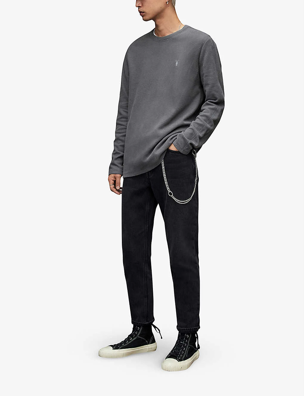 AllSaints Rowe Logo-embroidered Long-sleeved Organic-cotton T-shirt 4 AllSaints Rowe Logo-embroidered Long-sleeved Organic-cotton T-shirt - Image 2