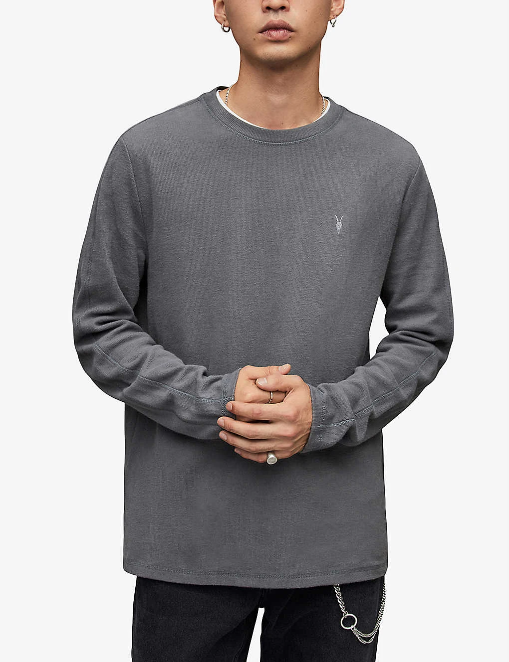 AllSaints Rowe Logo-embroidered Long-sleeved Organic-cotton T-shirt 5 AllSaints Rowe Logo-embroidered Long-sleeved Organic-cotton T-shirt - Image 3