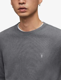AllSaints Rowe Logo-embroidered Long-sleeved Organic-cotton T-shirt 11 AllSaints Rowe Logo-embroidered Long-sleeved Organic-cotton T-shirt -Baker Klein Shop R03969498 HAZYGREY ALT04
