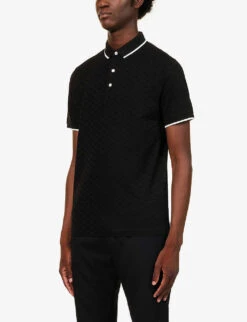 Emporio Armani Logo-jacquard Regular-fit Cotton Polo Shirt -Baker Klein Shop R03981619 NERO ALT02