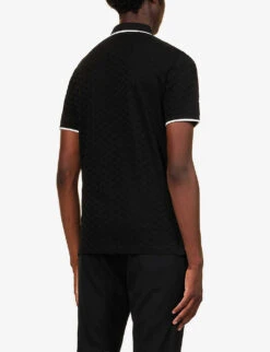 Emporio Armani Logo-jacquard Regular-fit Cotton Polo Shirt -Baker Klein Shop R03981619 NERO ALT03