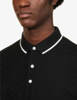 Emporio Armani Logo-jacquard Regular-fit Cotton Polo Shirt -Baker Klein Shop R03981619 NERO ALT04
