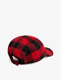 Ted Baker Pettio Check-print Woven Cap -Baker Klein Shop R03997333 RED ALT02