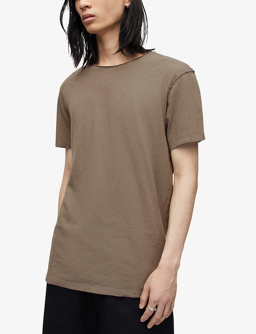 AllSaints Figure Raw-edged Organic-cotton T-shirt 5 AllSaints Figure Raw-edged Organic-cotton T-shirt - Image 3