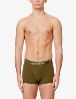 Calvin Klein Logo-waistband Mid-rise Pack Of Three Stretch-cotton Blend Trunks -Baker Klein Shop R04008386 MULTI ALT02