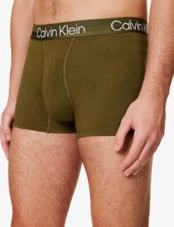 Calvin Klein Logo-waistband Mid-rise Pack Of Three Stretch-cotton Blend Trunks -Baker Klein Shop R04008386 MULTI ALT04