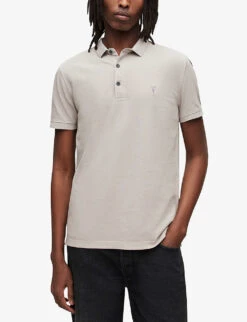 AllSaints Reform Brand-embroidered Organic-cotton Polo Shirt 9 AllSaints Reform Brand-embroidered Organic-cotton Polo Shirt -Baker Klein Shop R04012387 FROSTEDTAUPE ALT02