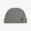 AllSaints Parker Ramskull-patch Knitted Beanie Hat -Baker Klein Shop R04049559 GREY M
