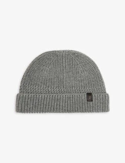 AllSaints Parker Ramskull-patch Knitted Beanie Hat