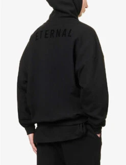 Fear Of God Eternal Brand-patch Relaxed-fit Cotton-jersey Hoody -Baker Klein Shop R04075929 BLACK ALT01