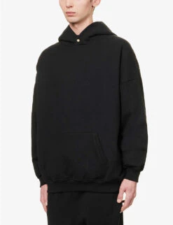 Fear Of God Eternal Brand-patch Relaxed-fit Cotton-jersey Hoody -Baker Klein Shop R04075929 BLACK ALT02