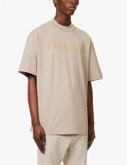 Fear Of God Eternal Brand-print Oversized-fit Cotton-jersey T-shirt -Baker Klein Shop R04075965 DUSTYBEIGE ALT02