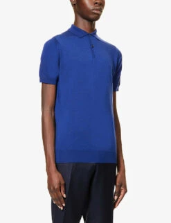 JOHN SMEDLEY Short-sleeved Regular-fit Wool-knit Polo Shirt 9 JOHN SMEDLEY Short-sleeved Regular-fit Wool-knit Polo Shirt -Baker Klein Shop R04077066 LAPISBLUE ALT02