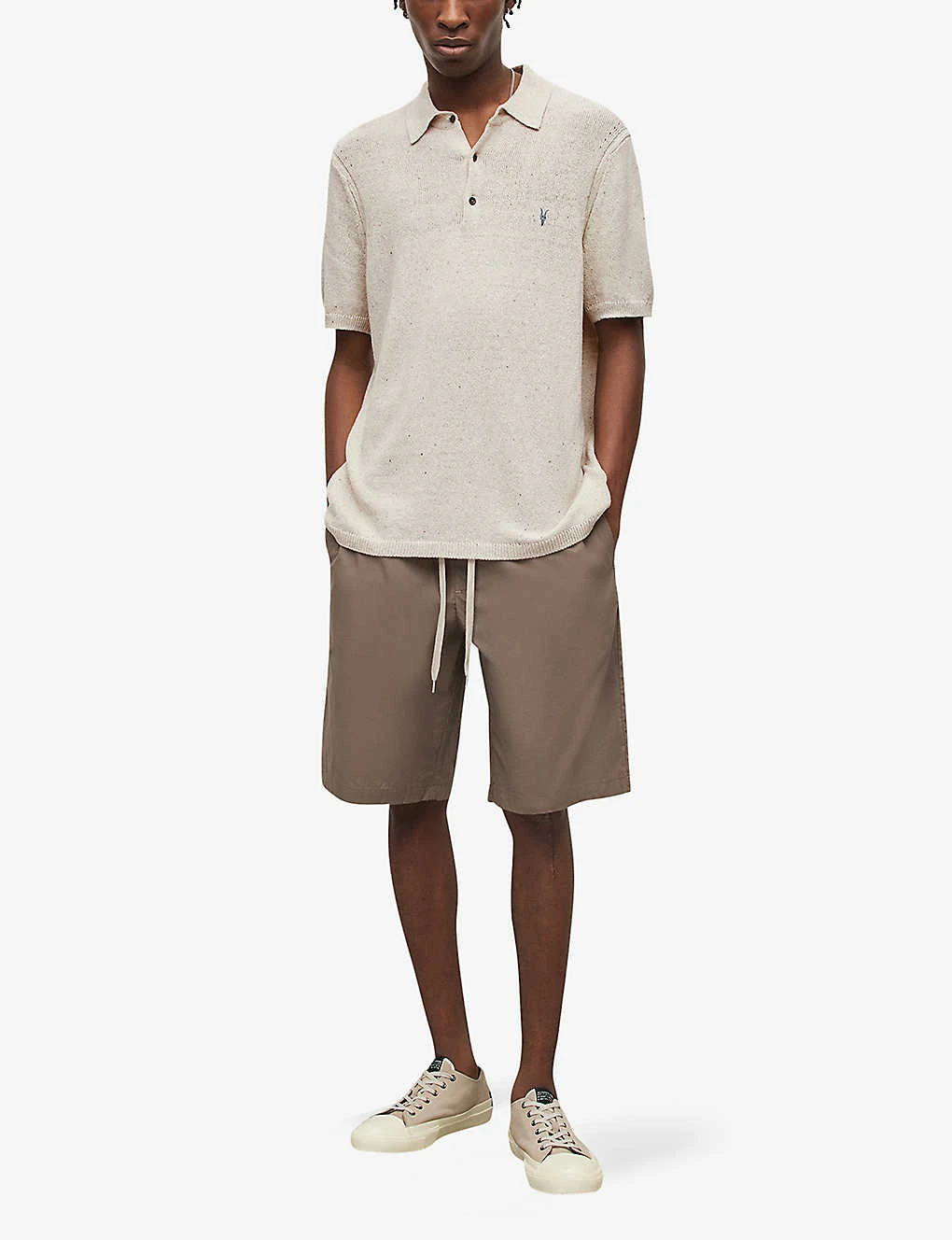 AllSaints Ramskull-embroidered Recycled Cotton-blend Polo Shirt 4 AllSaints Ramskull-embroidered Recycled Cotton-blend Polo Shirt - Image 2