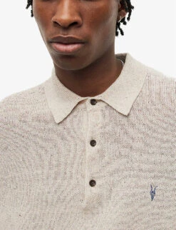 AllSaints Ramskull-embroidered Recycled Cotton-blend Polo Shirt 11 AllSaints Ramskull-embroidered Recycled Cotton-blend Polo Shirt -Baker Klein Shop R04081396 ECRUMARL ALT04