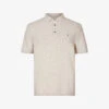 AllSaints Ramskull-embroidered Recycled Cotton-blend Polo Shirt -Baker Klein Shop R04081396 ECRUMARL M