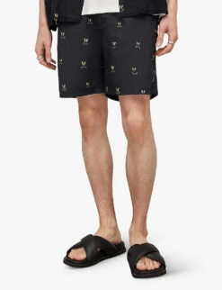 AllSaints Emotive Smiley-print Recycled Polyamide Swim Shorts -Baker Klein Shop R04082446 JETBLACKYELL ALT02